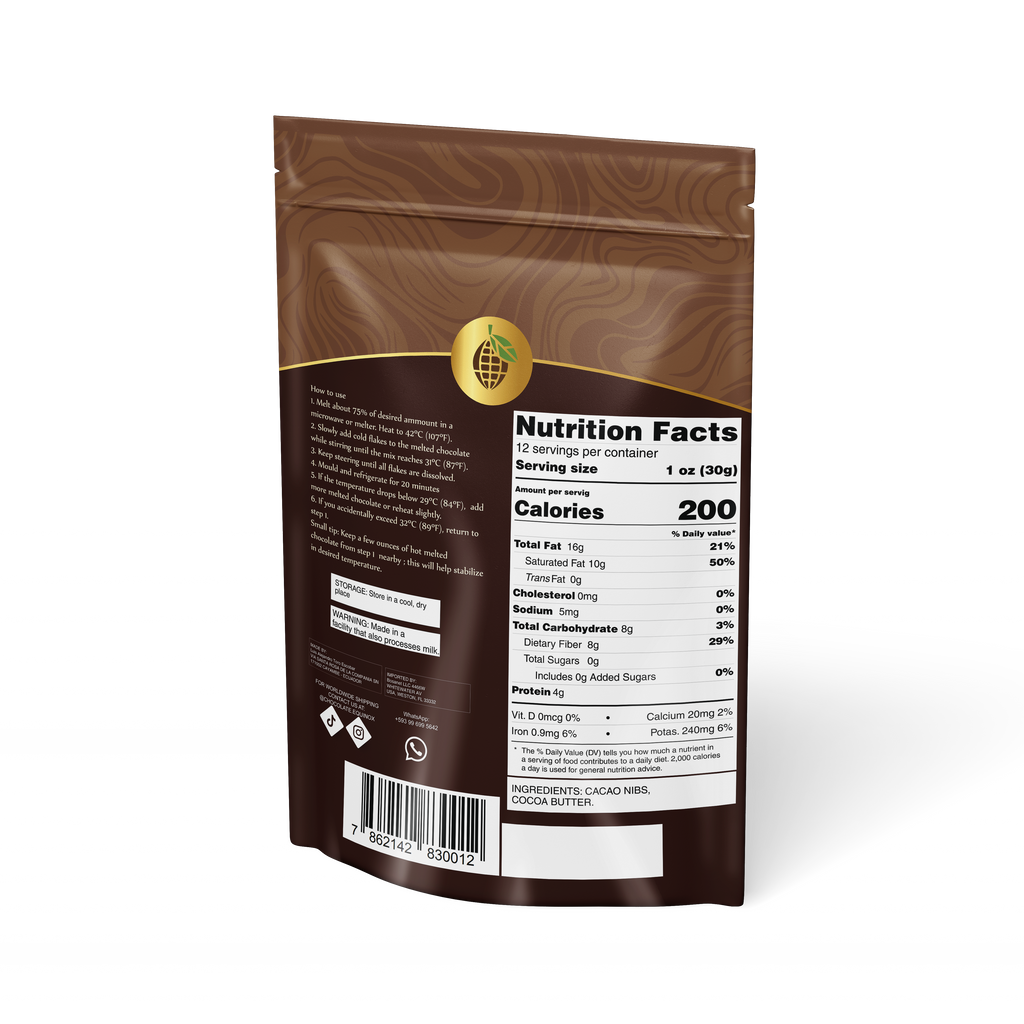 EQUINOX - DARK CHOCOLATE EASY FLAKES 100% CACAO - 12 oz (340g)