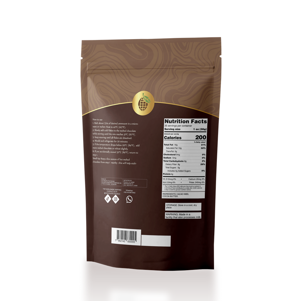 EQUINOX - DARK CHOCOLATE EASY FLAKES 100% CACAO - 2.2 lb (1kg)