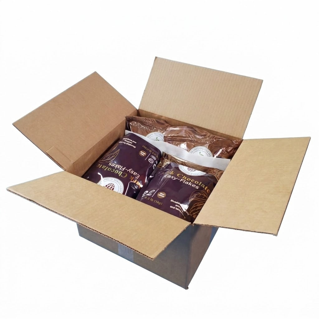 CASEBOX of 8 bags of 2.2 pounds EQUINOX - DARK CHOCOLATE EASY FLAKES 100% CACAO