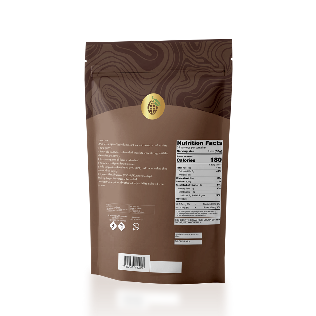 EQUINOX - MILK CHOCOLATE EASY FLAKES 45% CACAO - 2.2 lb (1kg)
