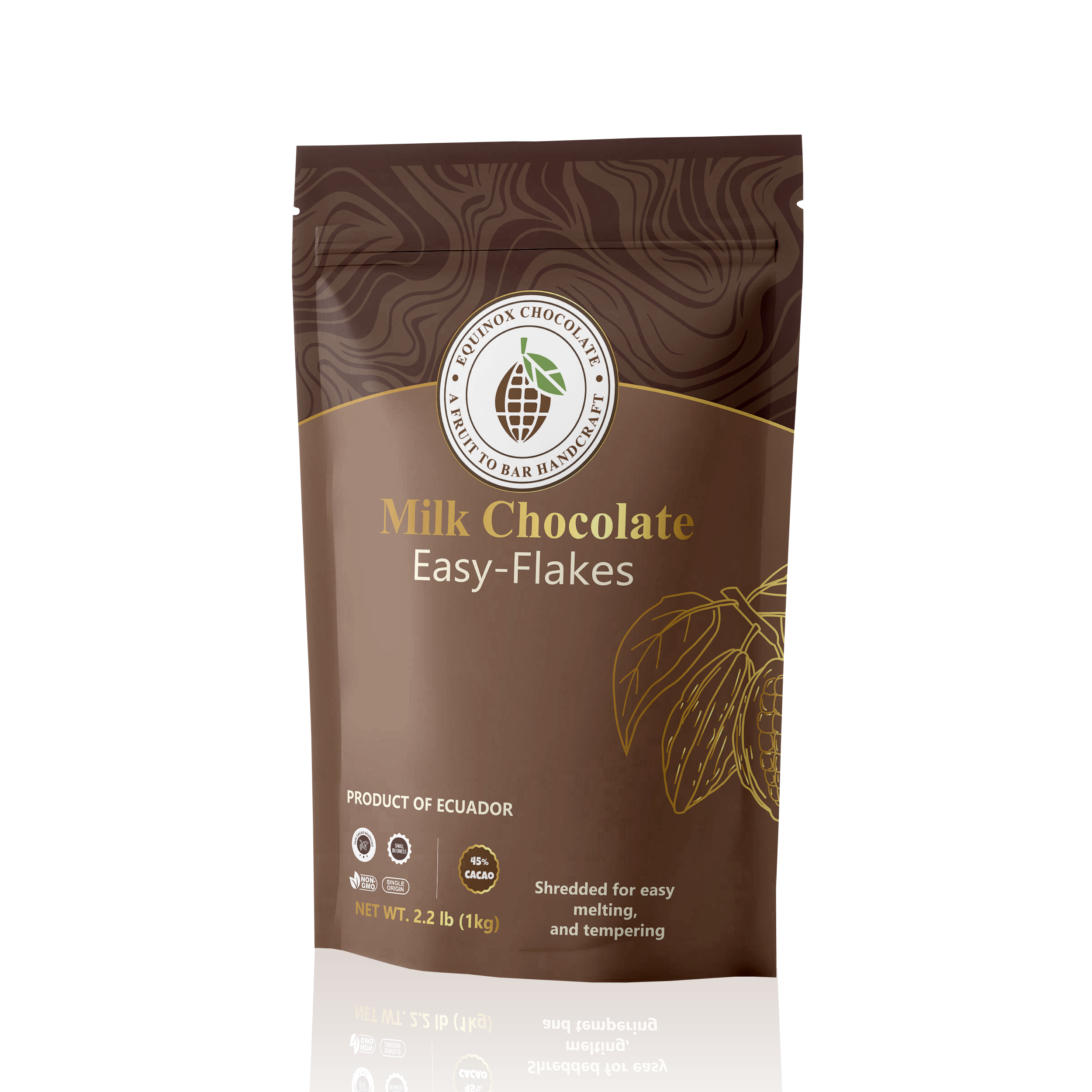 CASEBOX of 8 bags of 2.2 pounds EQUINOX - MILK CHOCOLATE EASY FLAKES 45% CACAO (Copy)