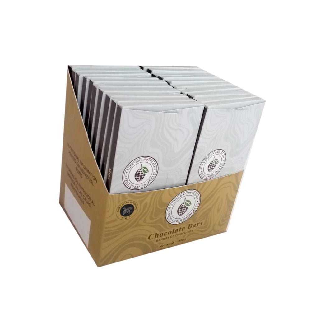 EQUINOX - MILK CHOCOLATE BAR 70% CACAO - 20 UNITS DISPLAY; EACH OF 3oz (90g) Includes postcard
