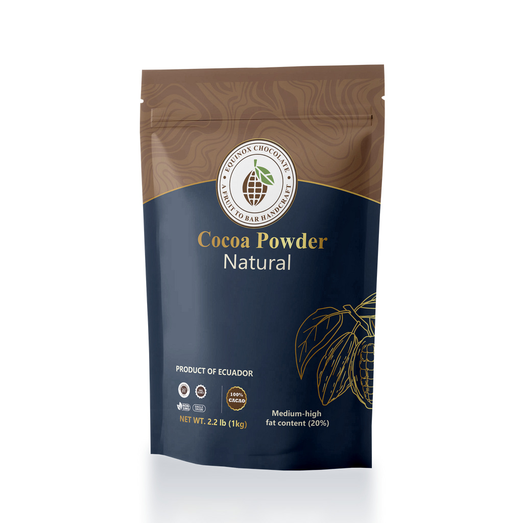 EQUINOX - NATURAL COCOA POWDER 100% CACAO - 2.2 lb (1kg) - medium/high fat