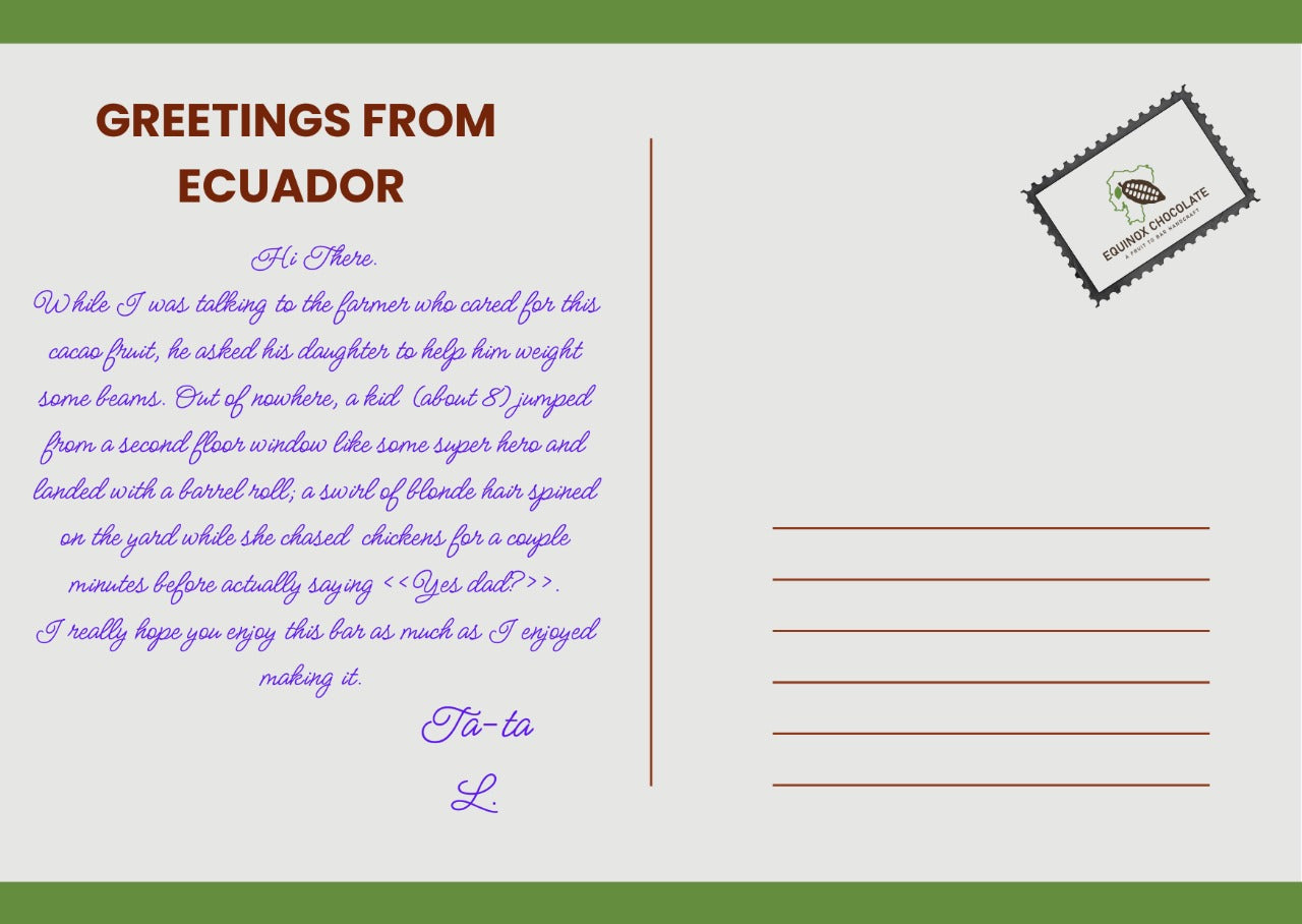 EQUINOX - DARK CHOCOLATE BAR 100% CACAO - 3oz (90g) Includes postcard