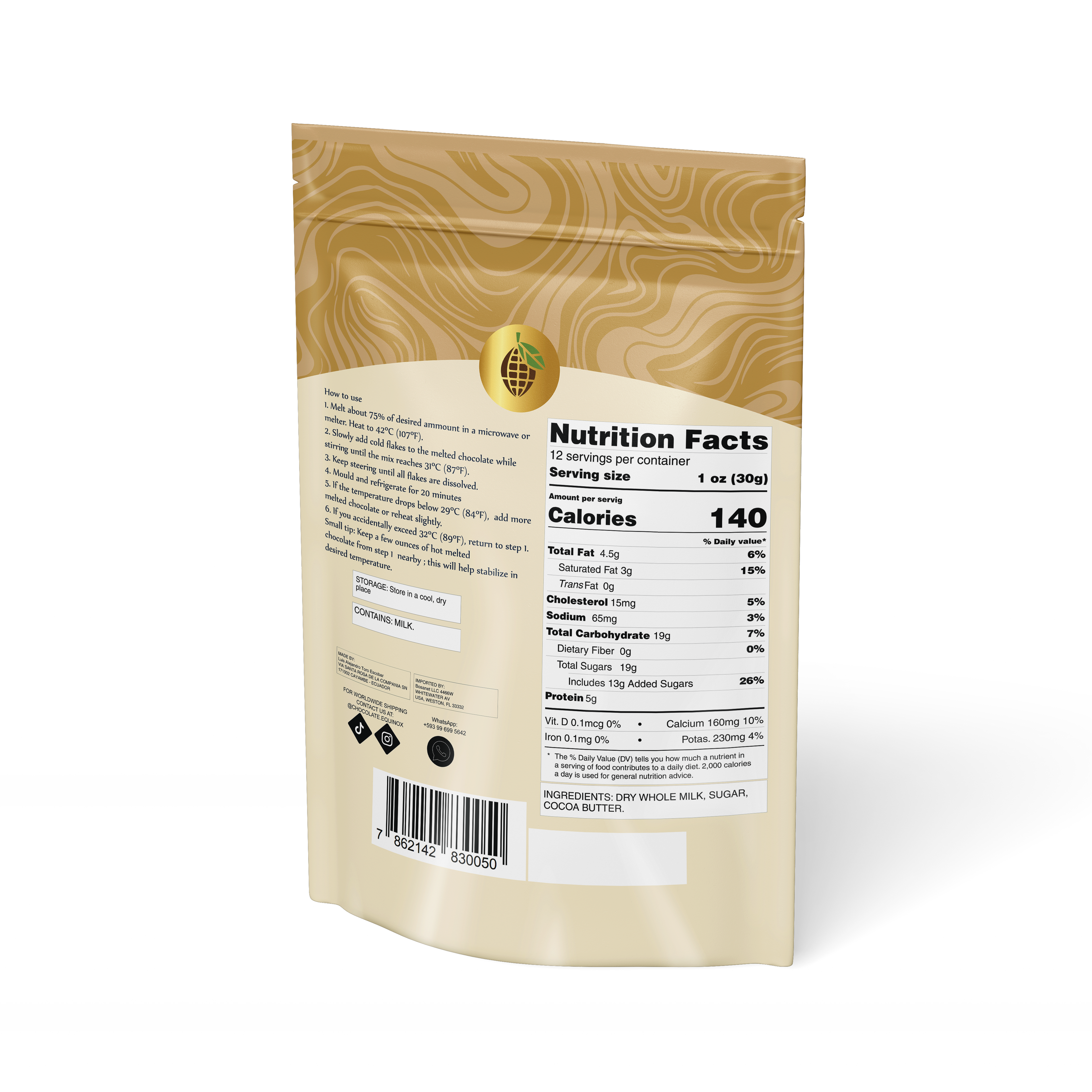 CASEBOX of 20 bags of 12 oz EQUINOX - WHITE CHOCOLATE EASY FLAKES