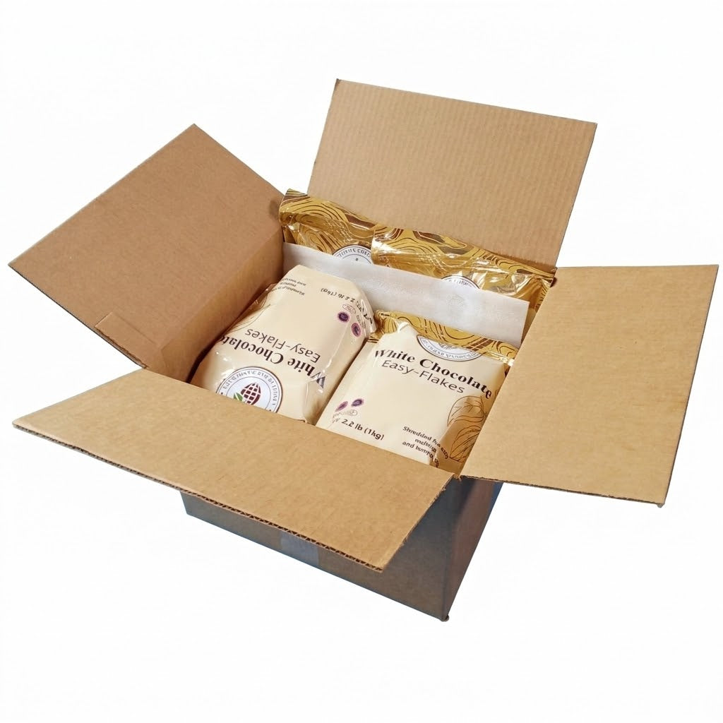 CASEBOX of 8 bags of 2.2  pounds EQUINOX - WHITE CHOCOLATE EASY FLAKES