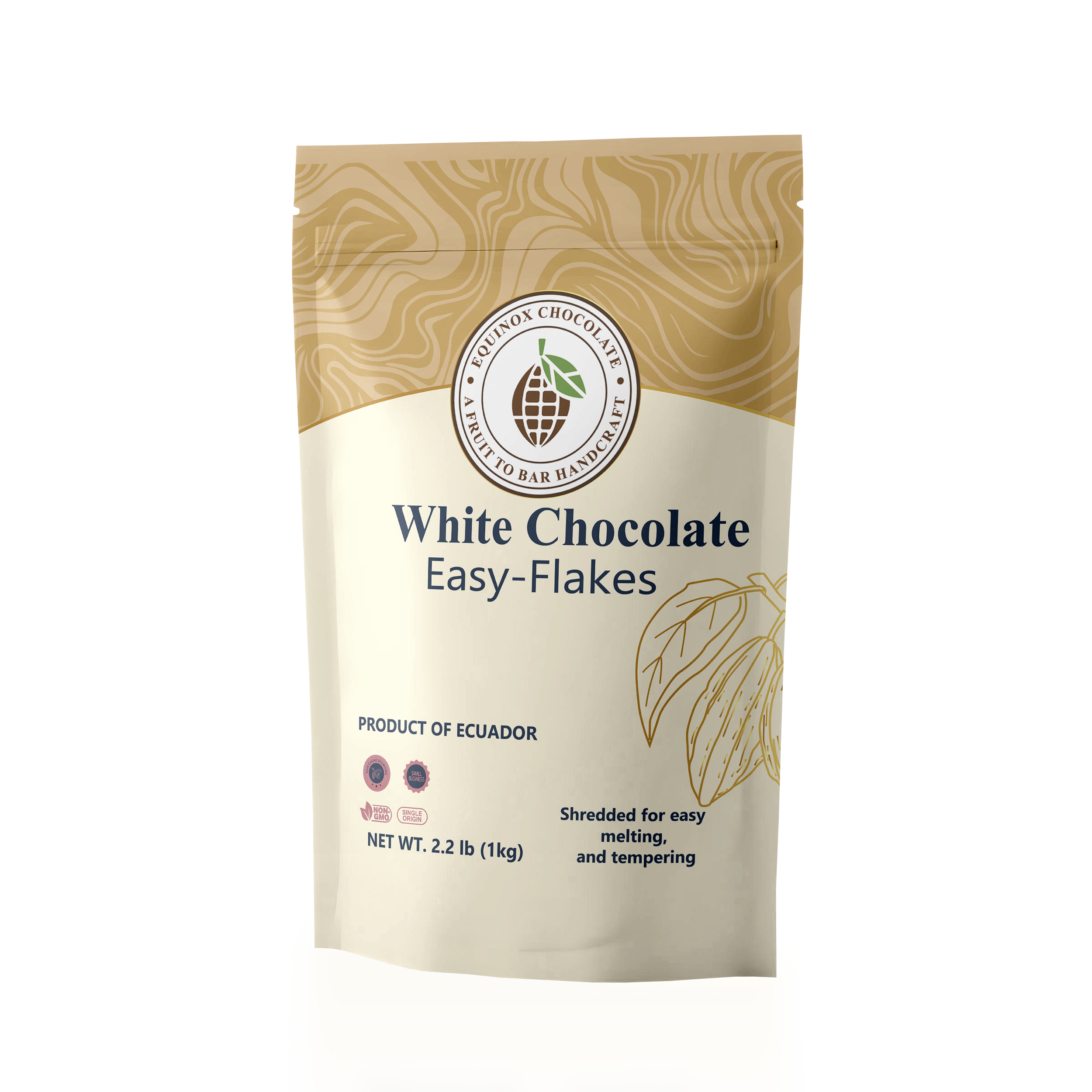 CASEBOX of 8 bags of 2.2  pounds EQUINOX - WHITE CHOCOLATE EASY FLAKES